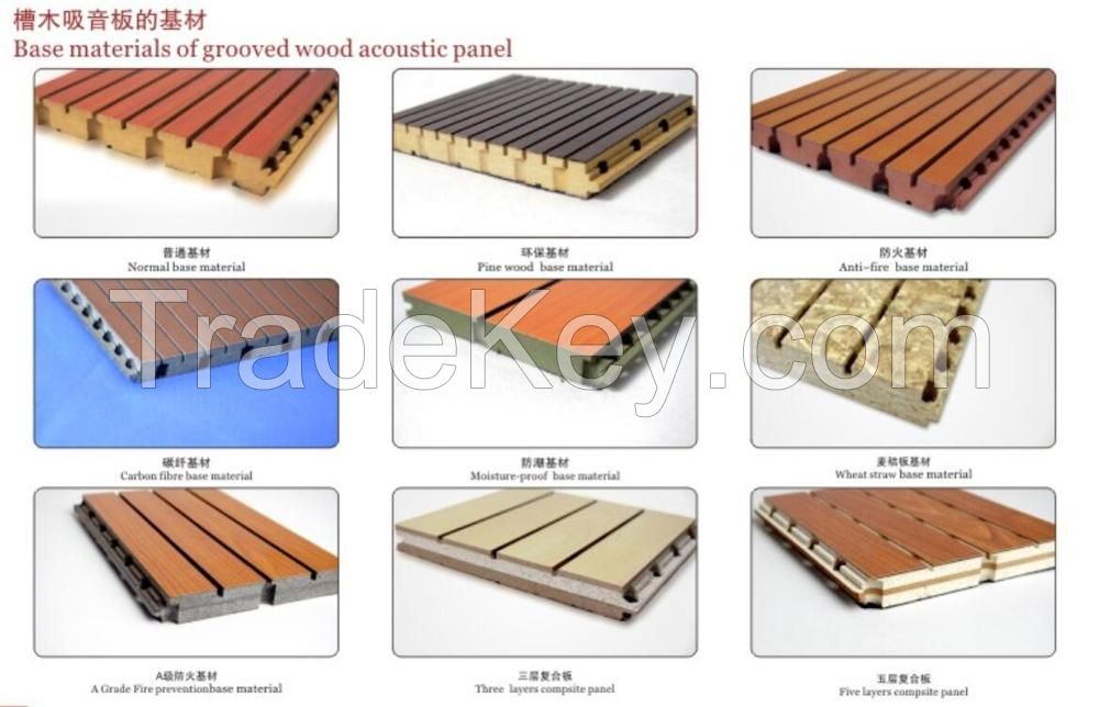 Wooden Sound insulation auditorium acoustic panel fireproof cheap grooved wood paneling for walls