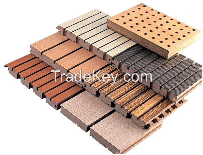 Wooden Sound insulation auditorium acoustic panel fireproof cheap grooved wood paneling for walls