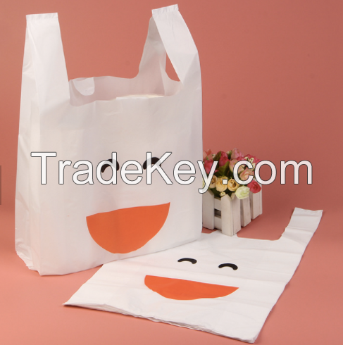 Disposable Promotional Colored Handle Vest Plastic Trash Bags