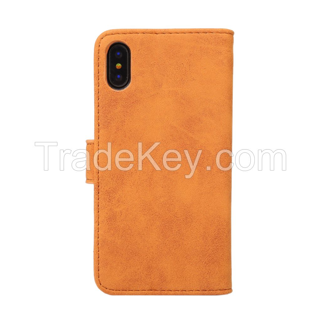 Good quality colorful flip style PU leather wallet folio case for iPhone X 