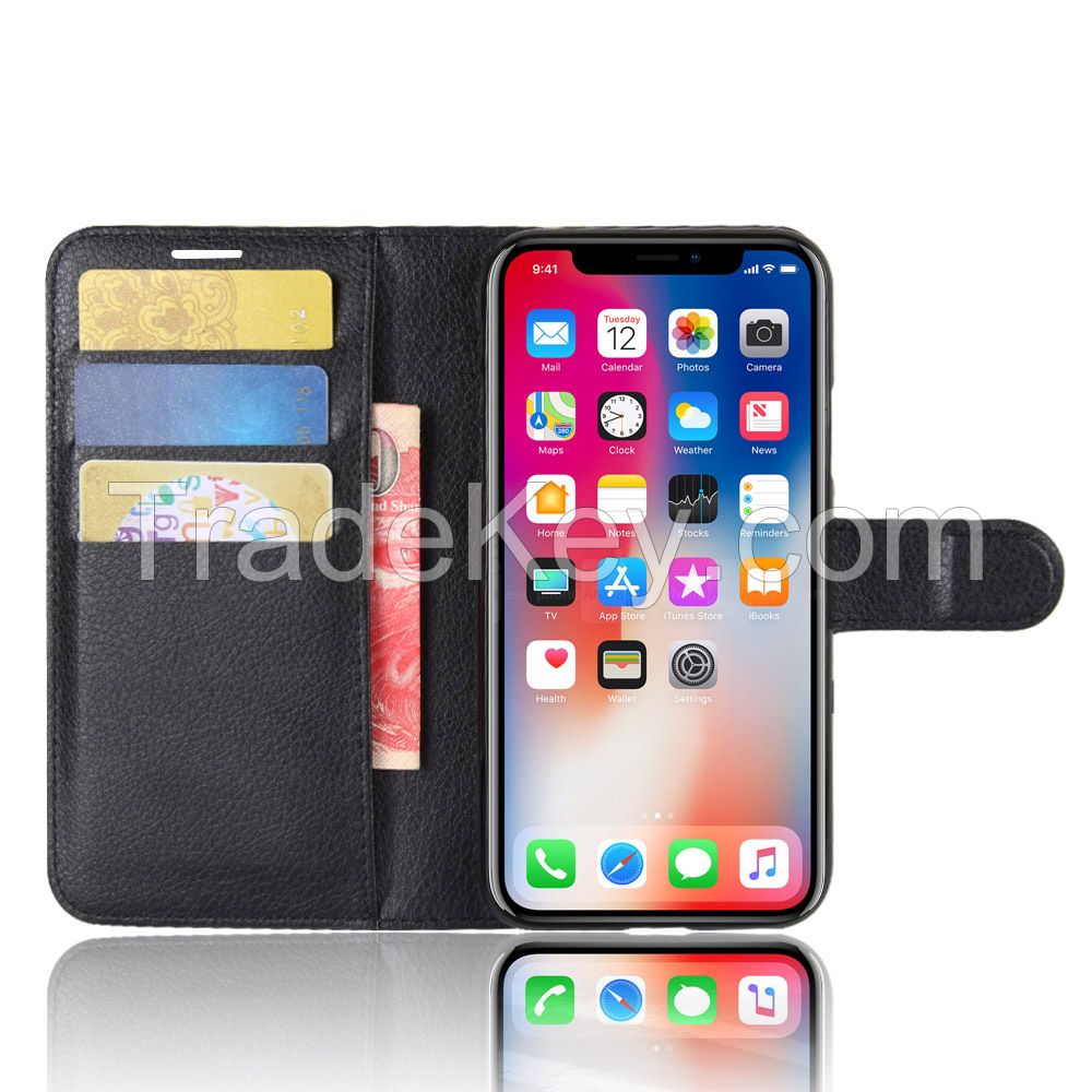 2018 New Arrive PU Leather Mobile Phone Case Flip Cover Case for iPhone X 