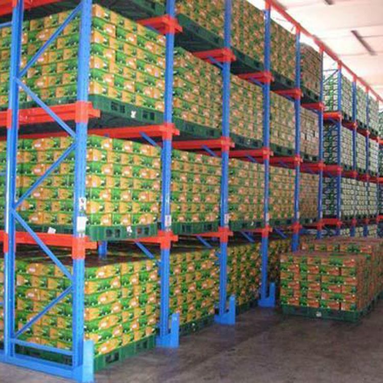 High density warehouse storage drive in pallet racking system