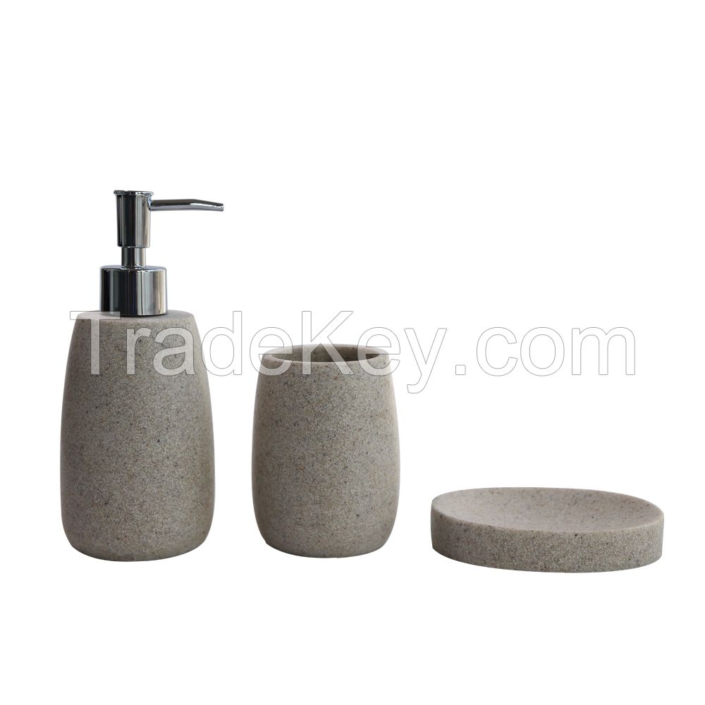 Rough polyresin sand coating bathroom accessory set