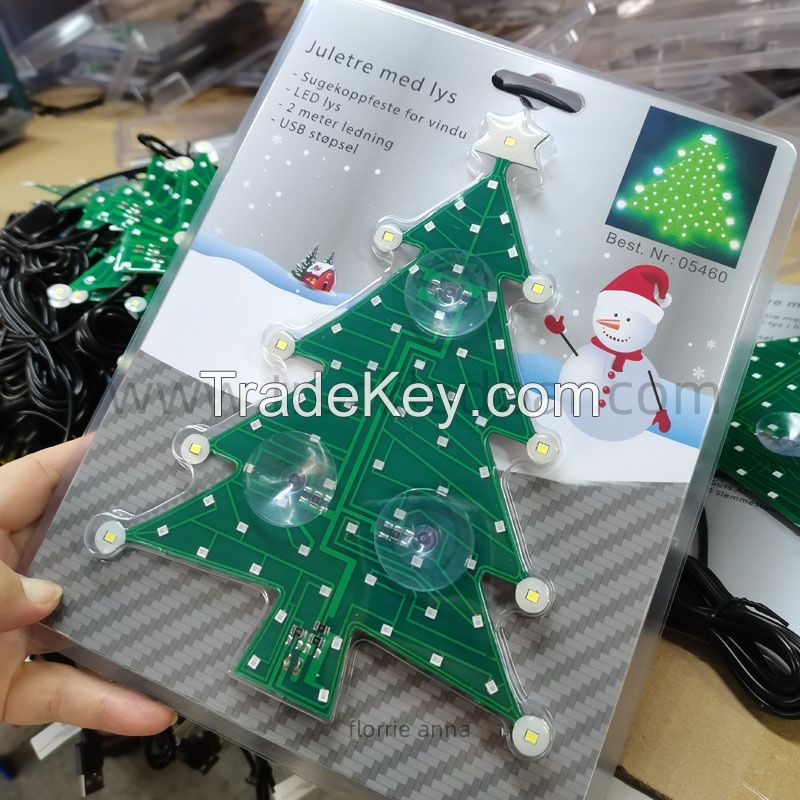 christmas gift tree led light pin up glass surface x'mas TREE led bar