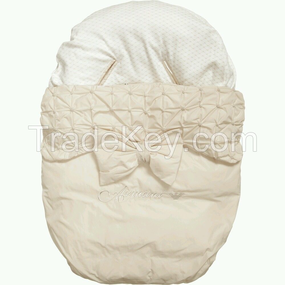 NWT NEW Armani Junior baby girls beige padded nest bunting sleeping bag 