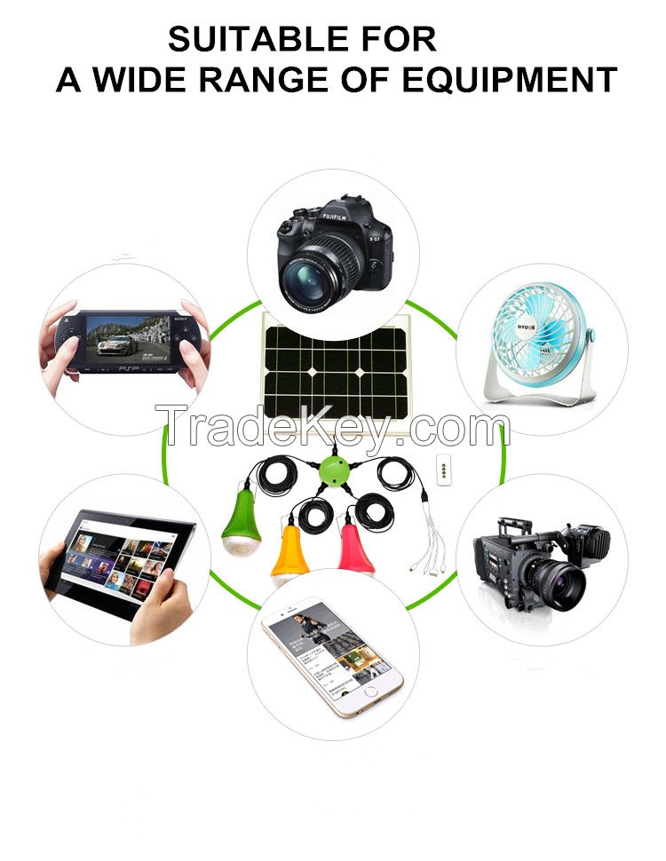 Portable Solar Energy System Solar Powered Lighting Kits with Phone Charger