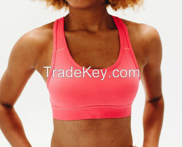 Women Fashion Wirefree Racerback Sports Bra With Packet , High Impact W