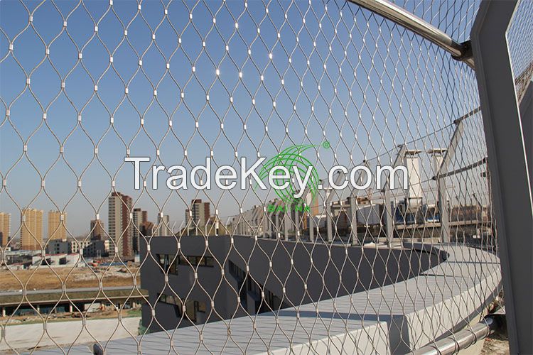  Flexible Stainless Steel Wire Rope Ferrule Mesh For Fan-shaped Fence Project