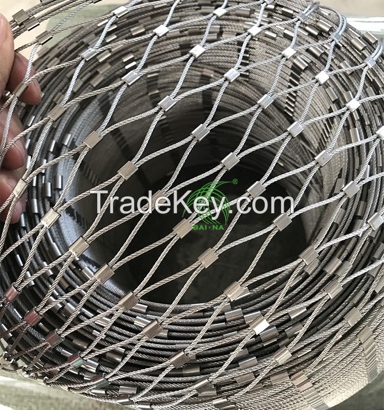 Free Sample 316 Flexible Stainless Steel Wire Rope Ferrule Mesh