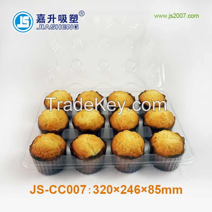 PET plastic muffin 12pcs cupcake packaging with dividers