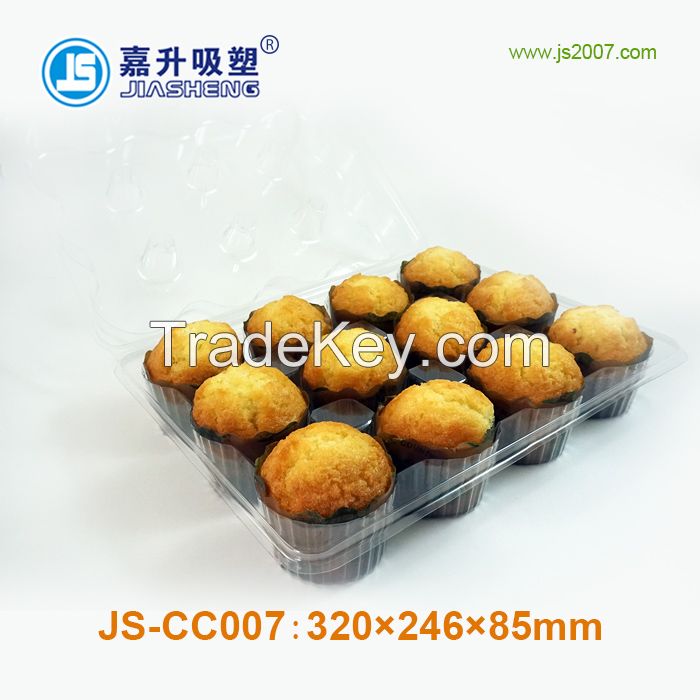 PET plastic muffin 12pcs cupcake packaging with dividers