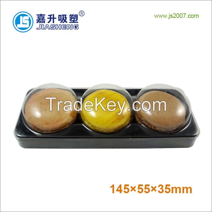 China Suppliers Disposable Food Grade Plastic 3pcs Macaron Packaging