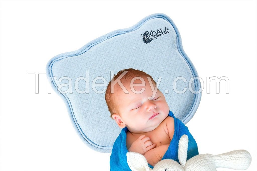 Orthopedic Flat Head Baby Pillow w 2 Removable Covers Toddler Care Cushion Blue