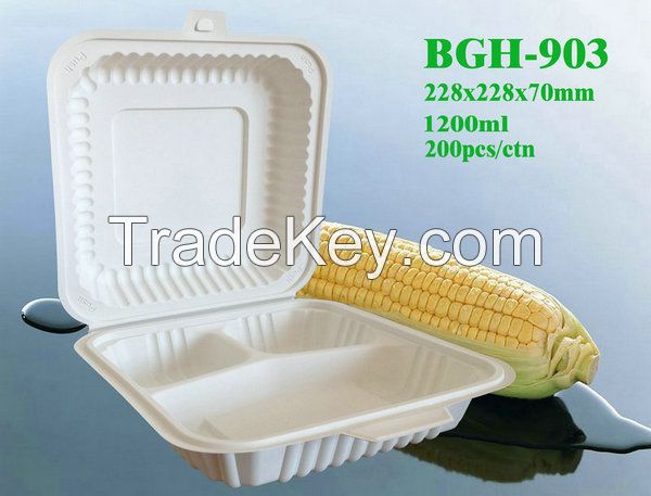 Biodegradable Lunch Box Disposable Cornstarch/fast food Container/Takeaway Packing