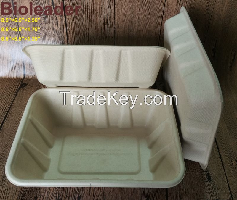 FDA Standard Disposable Biodegradable Sugarcane Bagasse Bamboo Fiber Food Tray