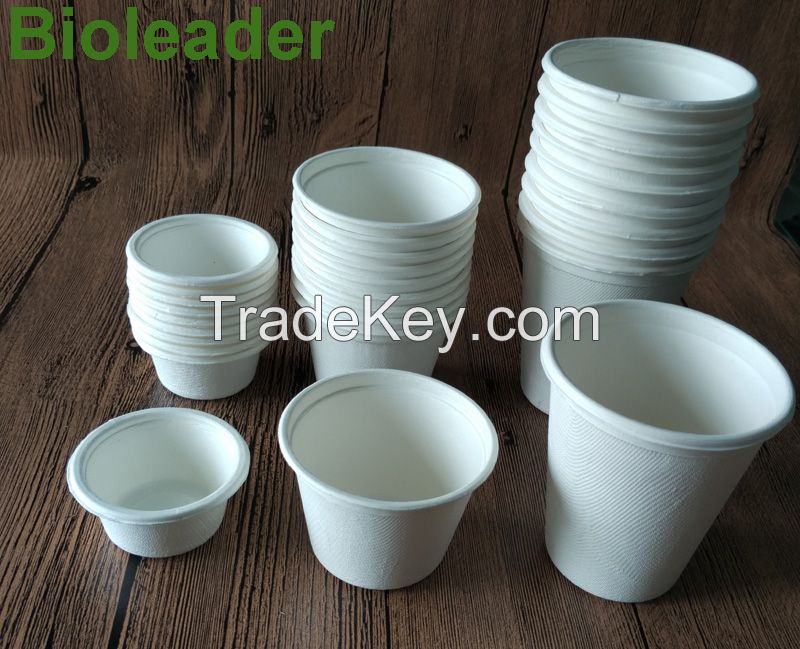 100% Eco-friendly 8oz/260mlHigh Quality 100% Biodegradable disposable take-away fast food packagingcup, paper pulp molded cup