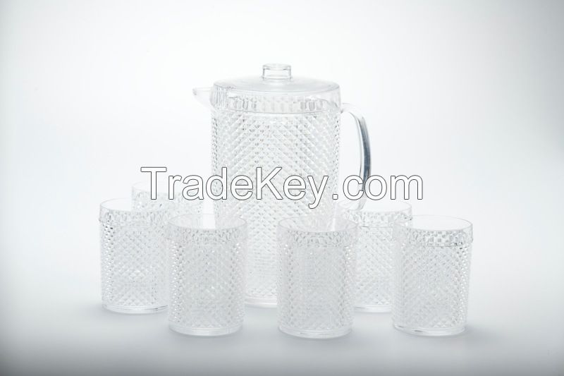 Acrylic water jug with 6 cups