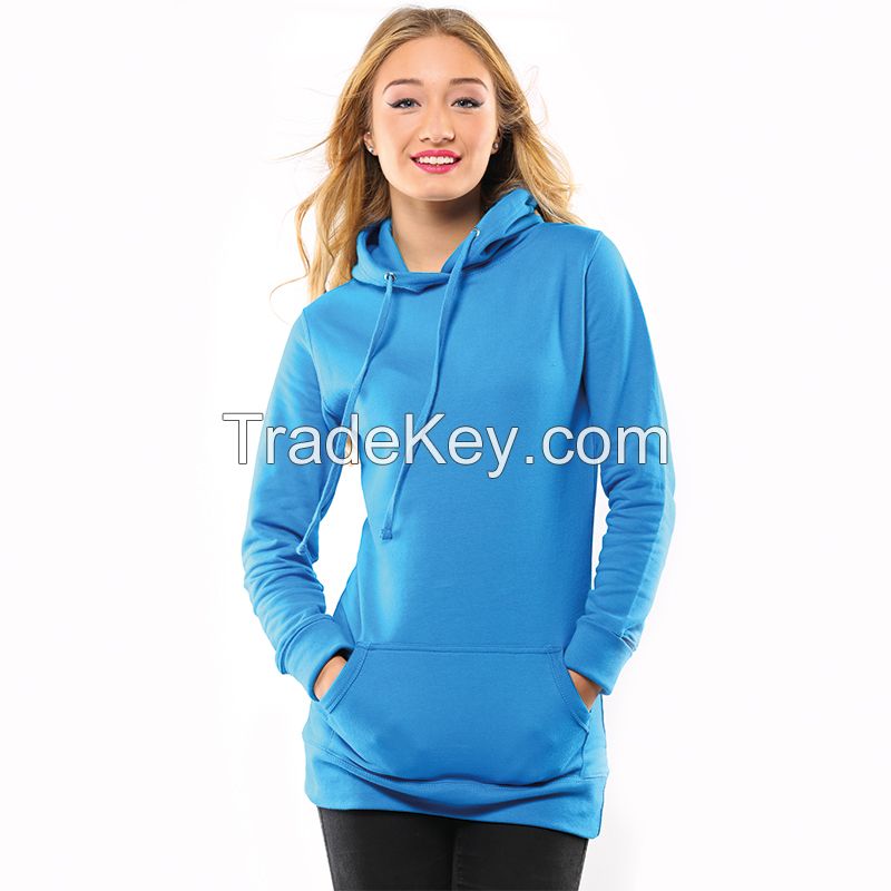 Blank Contrast Girlie longline hoodie AWD Just Hoods 320 GSM Hoodie