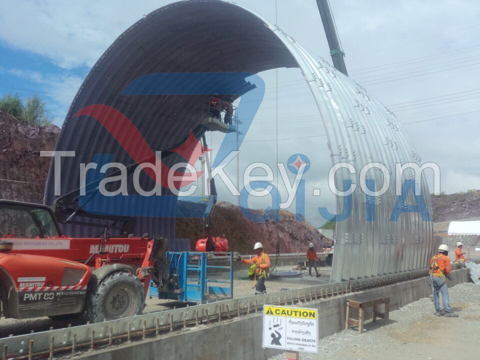 Half circle half round large span Corrugated Galvanized Steel Culvert for tunnel liner