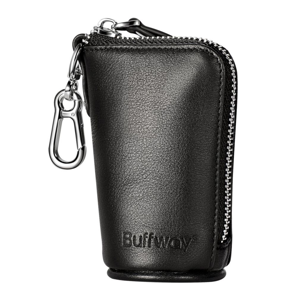 Car Keychain, Key Pouch Key Bag,genuine Leather [large Capacity] Car Key Card Holder Coin Purse With Metal Hook And Keyring - Black