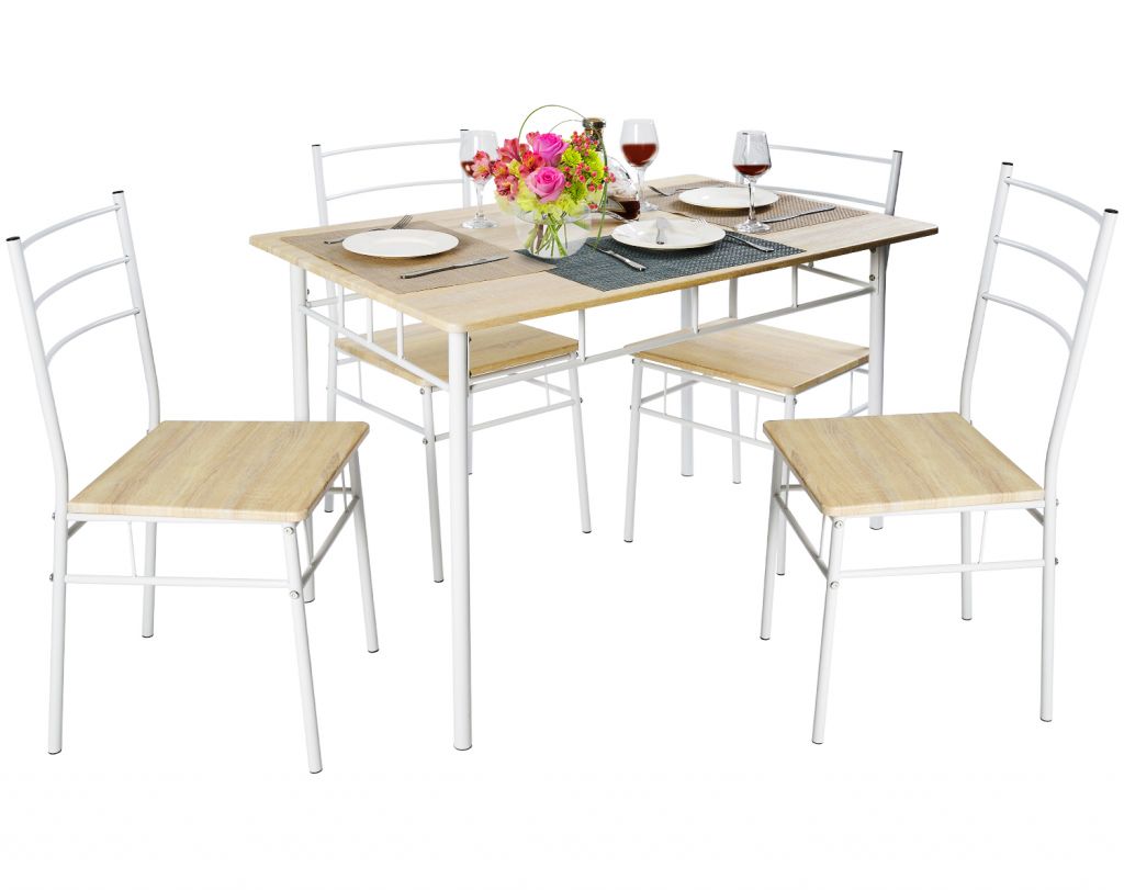 Harper&amp;amp;amp;amp;Bright Designs 5-piece Wood and Metal Dining Set Table and 4 Chairs, Multiple Finishes