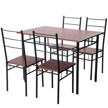 Harper&amp;amp;Bright Designs 5-piece Wood and Metal Dining Set Table and 4 Chairs, Multiple Finishes