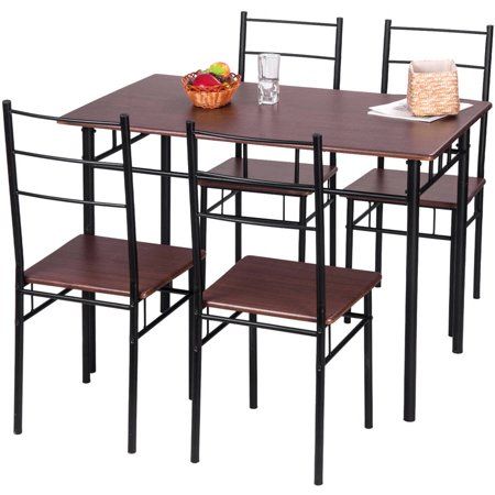 Harper&amp;amp;Bright Designs 5-piece Wood and Metal Dining Set Table and 4 Chairs, Multiple Finishes
