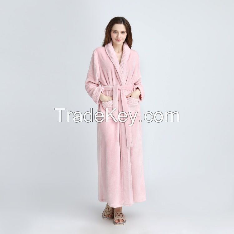 Chinese supplier high quality  flannel fleece/coral fleece bathrobe