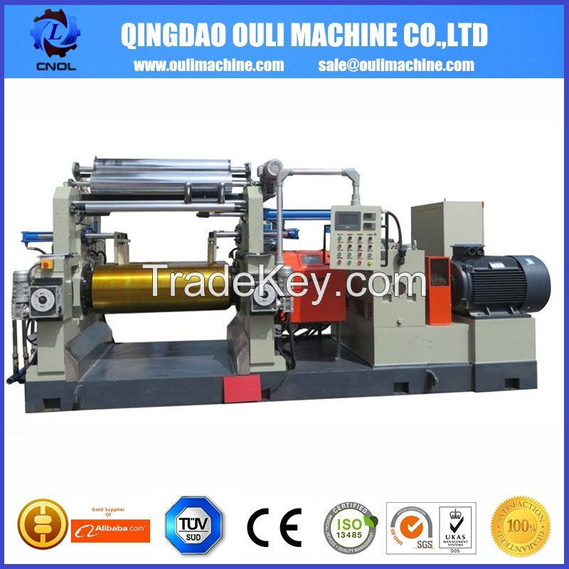 18 INCH TWO ROLL RUBBER OPEN MIXING MILL MACHINE WITH STOCK BLENDER