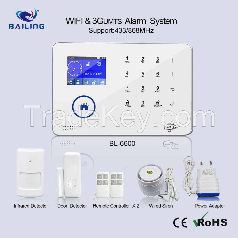 2017 new hotsale home alarm system BL-6600 wifi+gsm/wifi+wcdma alarm system