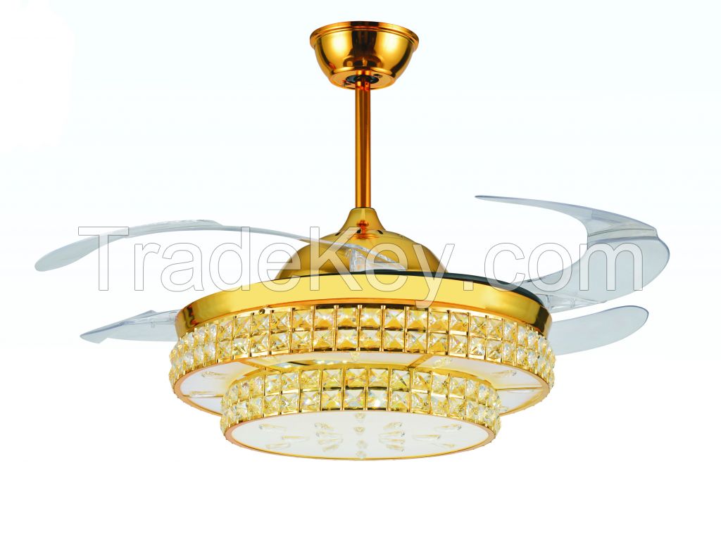 Hot selling new led light ceiling fan combo big hotel antique vintage chandelier