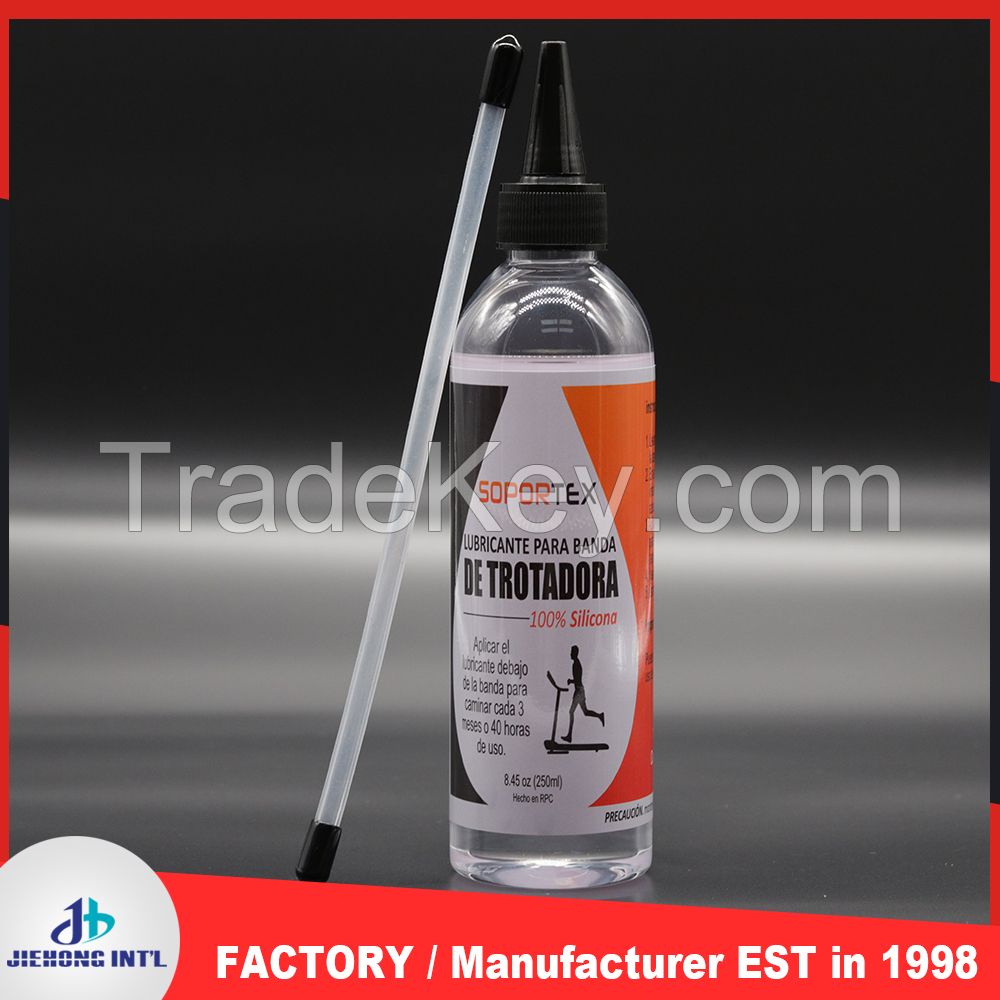 High performance transparent 100% silicone treadmill lubricant