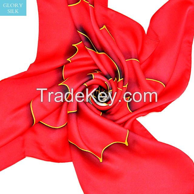 Famous brands screen printing 110*110cm silk twill scarves