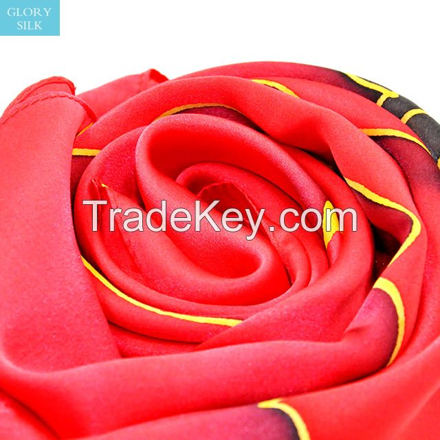 Famous brands screen printing 110*110cm silk twill scarves