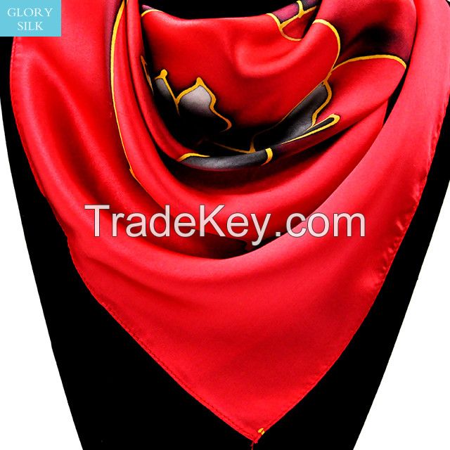 Famous brands screen printing 110*110cm silk twill scarves