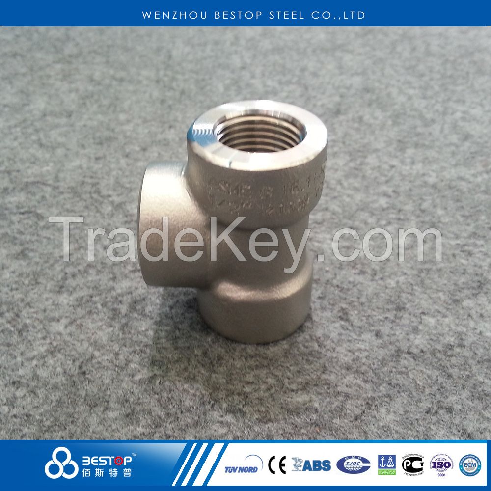 ASME B16.11 Stainless Steel 304 316 Forged Threaded Tee high pressure pipe fittings