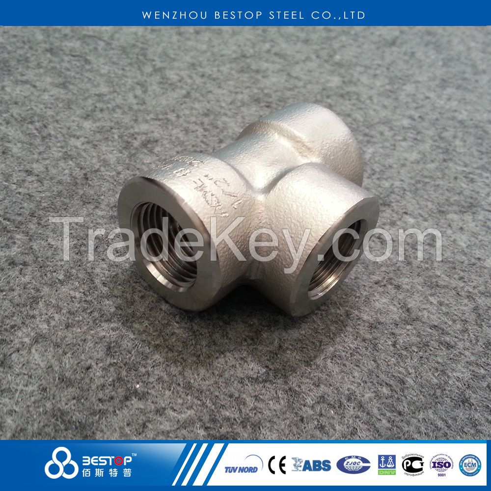 ASME B16.11 Stainless Steel 304 316 Forged Threaded Tee high pressure pipe fittings