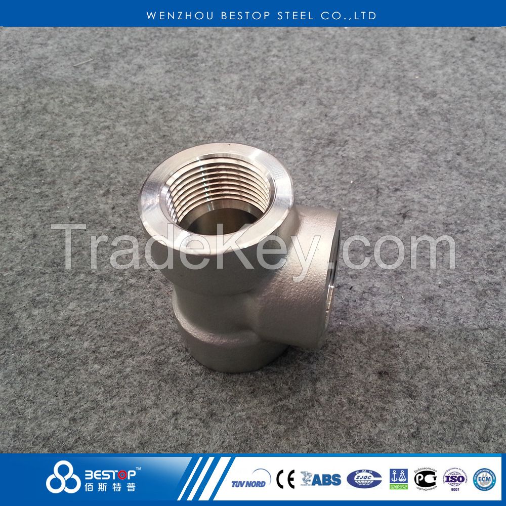 ASME B16.11 Stainless Steel 304 316 Forged Threaded Tee high pressure pipe fittings