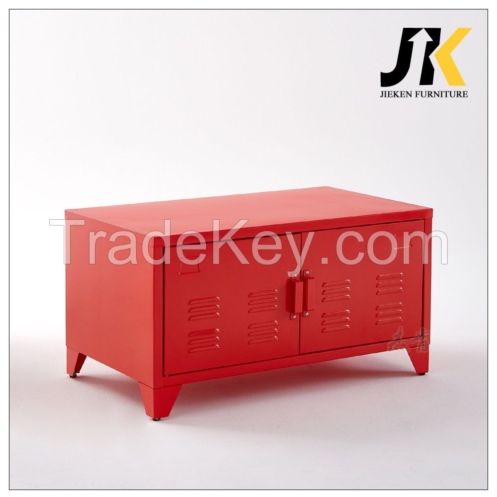 Living room furniture Red white Pink black grey Modern Metal two doors steel TV Stands cabinet