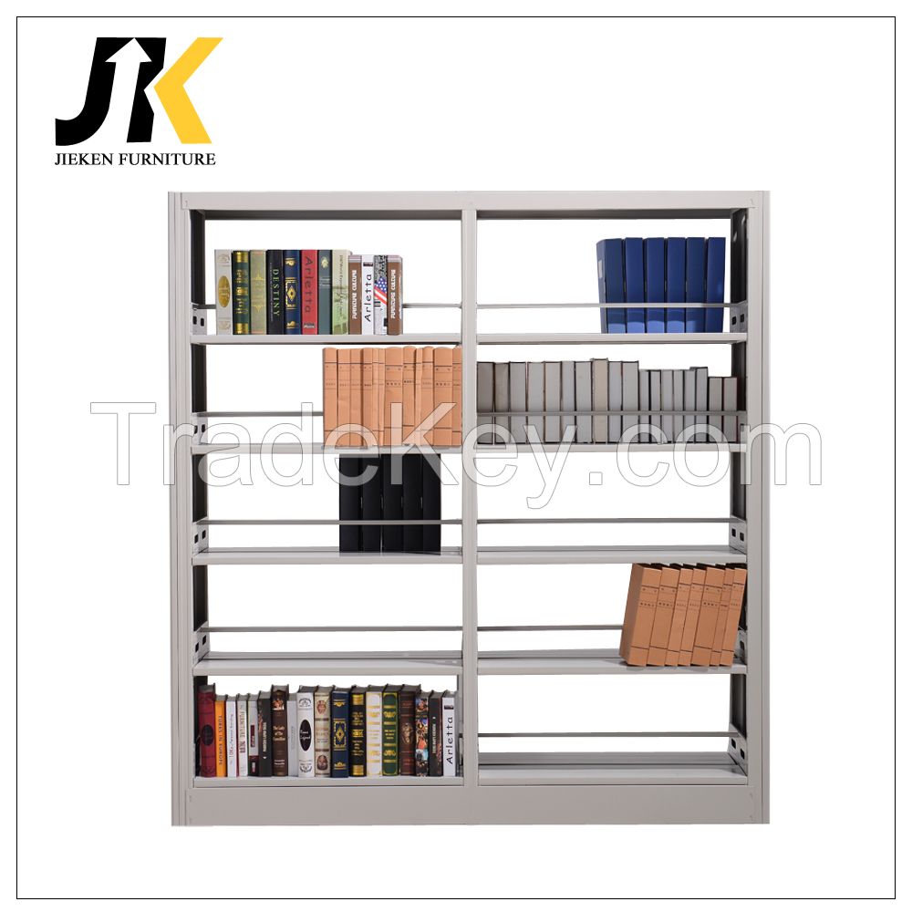 Double sided library metal book shelf