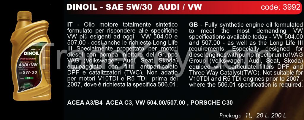 DINOIL SAE 5W30 AUDI / VW