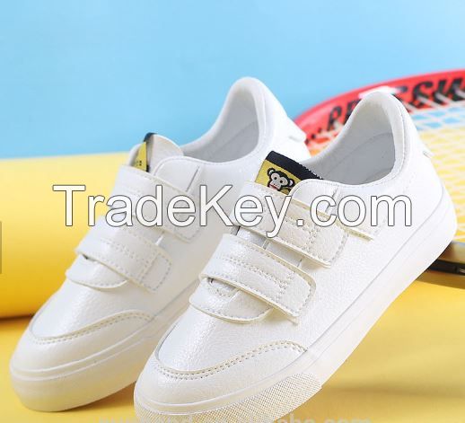 2017 Latest Design Fashion Children Casual Shoes Wholesale High Quality White Pu Leathe Kids Shoes