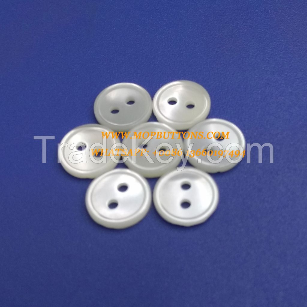 Geniune Trocas Pearl Buttons with Round Slim Rim for Sewing Luxury Shirt