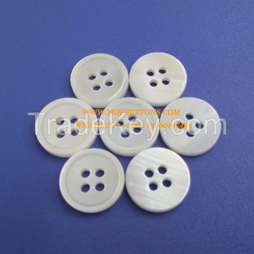 Customized freshwater pearl buttons for shirt sewing material Supplied by MOPBUTTONS