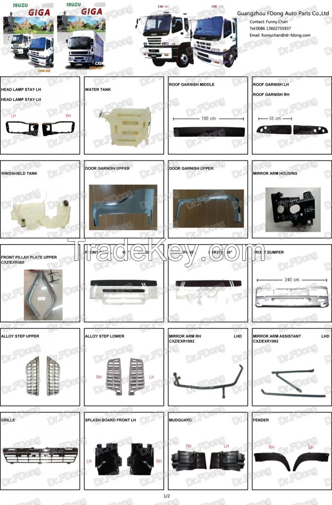 ISUZU GIGA CXZ EXR  Chrome Truck Spare Parts Accessories Bumper Front Corner Panels Grille HeadLamp