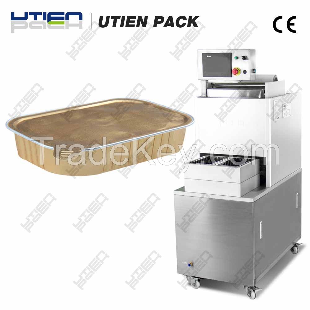 Semi-auto tray sealing machine for ready meal, fast food, fruit