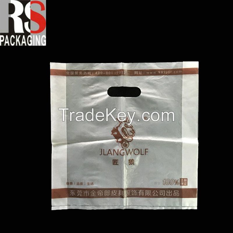 Clear die cut handle shopping bag patch handle plastic bag