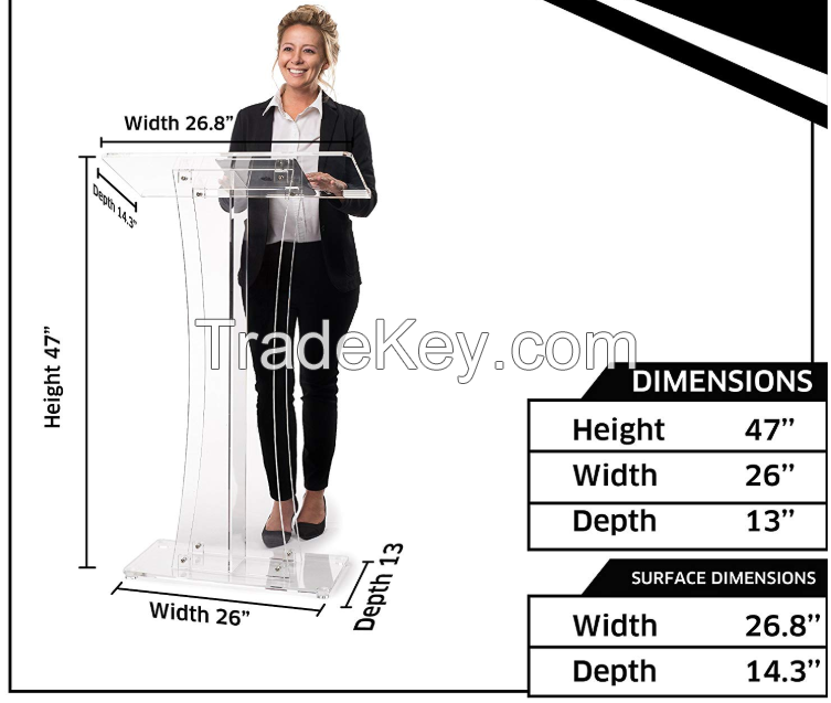 Acrylic Stand up Floor-Standing Church Podium Lectern Pulpit