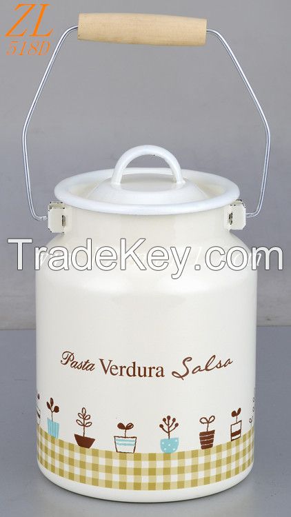 Zhili 518D Enamel Kitchenware Enamel Milk Bucket Enamel Pails