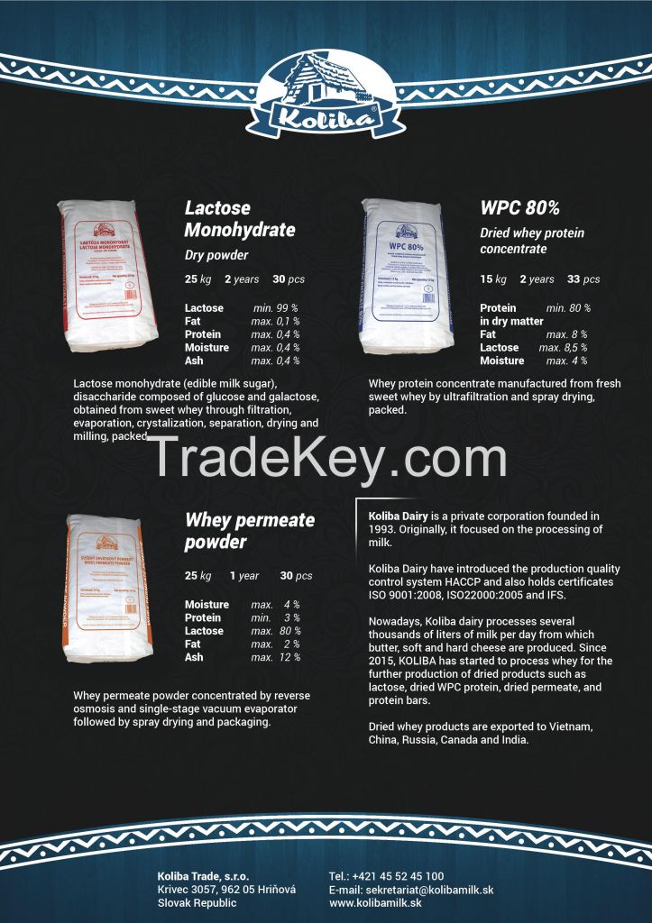 WPC80%, Lactose, Whey Permeate